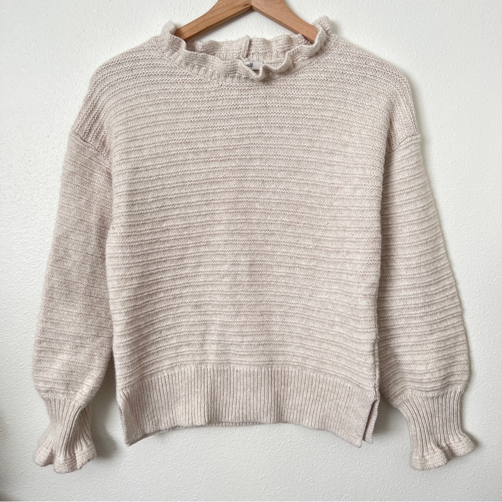 Madewell Ruffle Knit Sweater Beige size M